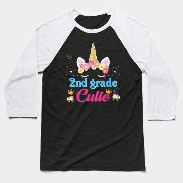 2nd Grade Cutie Magical Unicorn Girl Kid Back To School Baseball T-Shirt by FONSbually